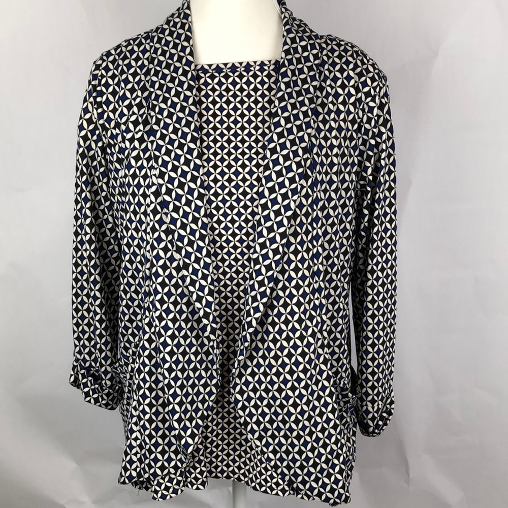 Robert Louis 2 piece Twin set Black Blue PM Petite Medium MP